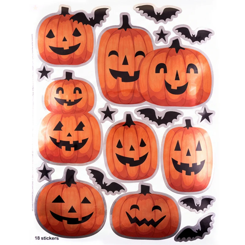 Windowstickers pompoen Halloween oranje 18 stickers