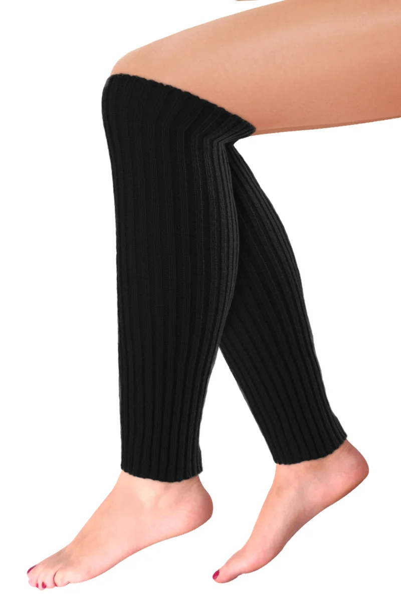 Beenwarmers zwart rib gebreid 40 cm dames