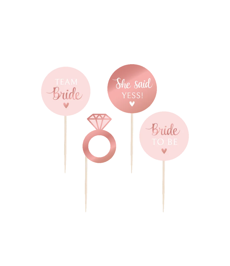 Cocktail Prikkers 'Bride to be' Blush roze (50st)