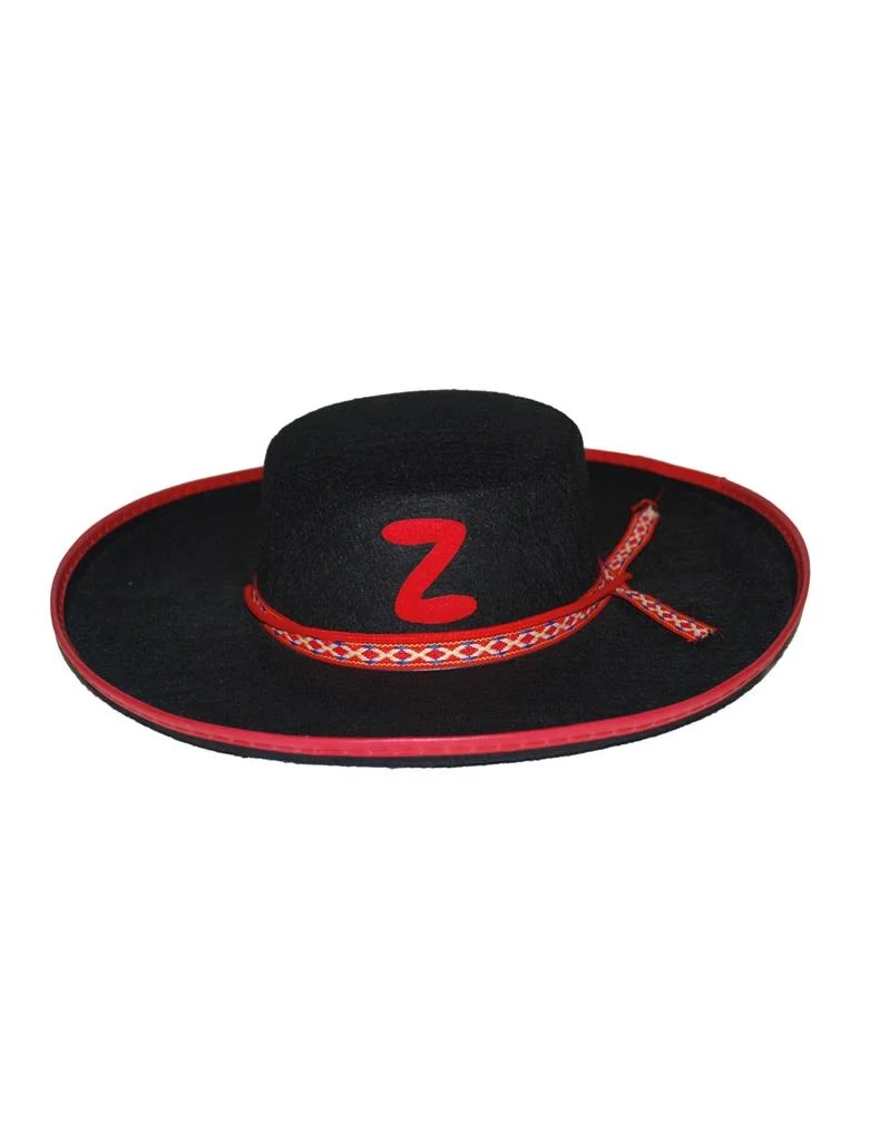 Zorro hoed met rode rand kids