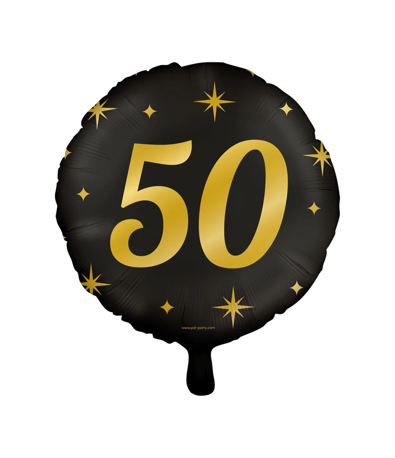 50 jaar getrouwd Folieballon - goud en zwart - Classy