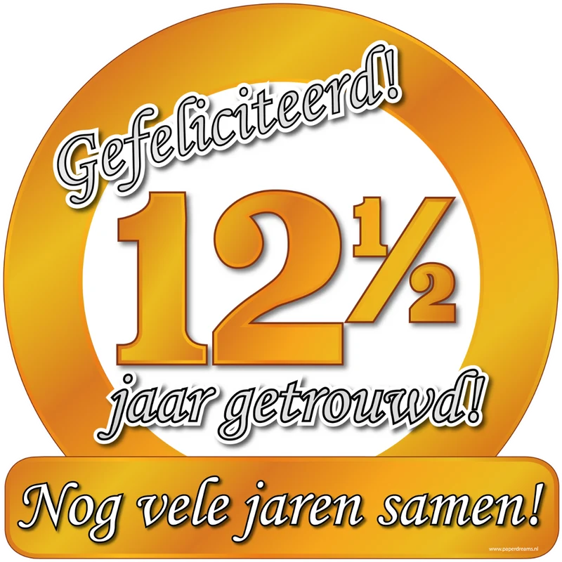 Huldeschild - 50 x 50 cm - 12,5 jaar getrouwd
