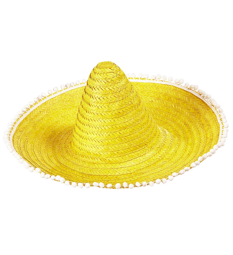 Mexicaanse sombrero geel met bolletjes