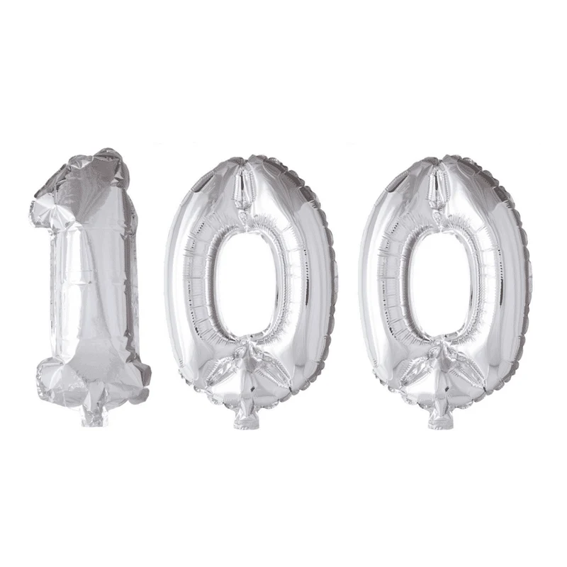 Folieballon 100 jaar zilver 41cm