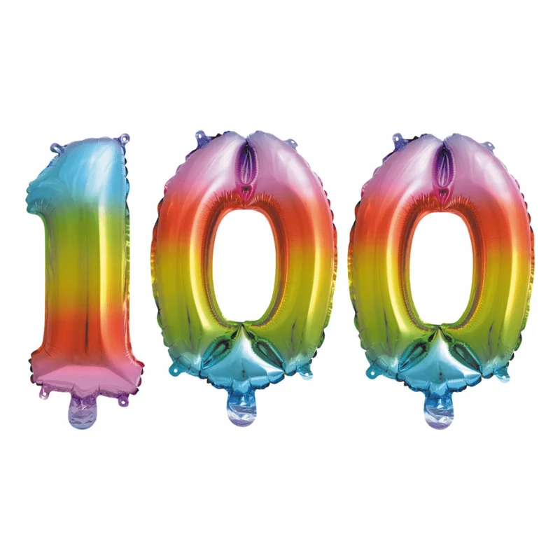 Folieballon 100 jaar Regenboog 41cm