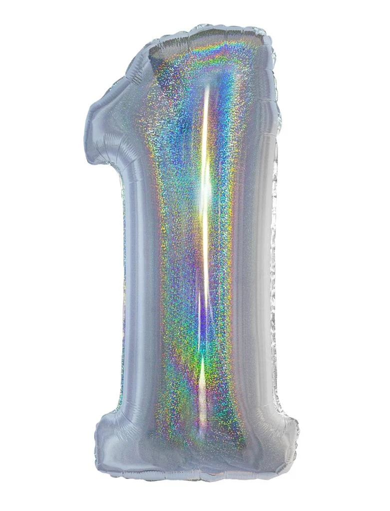 Folieballon Holografisch Zilver Cijfer '1' - 102cm