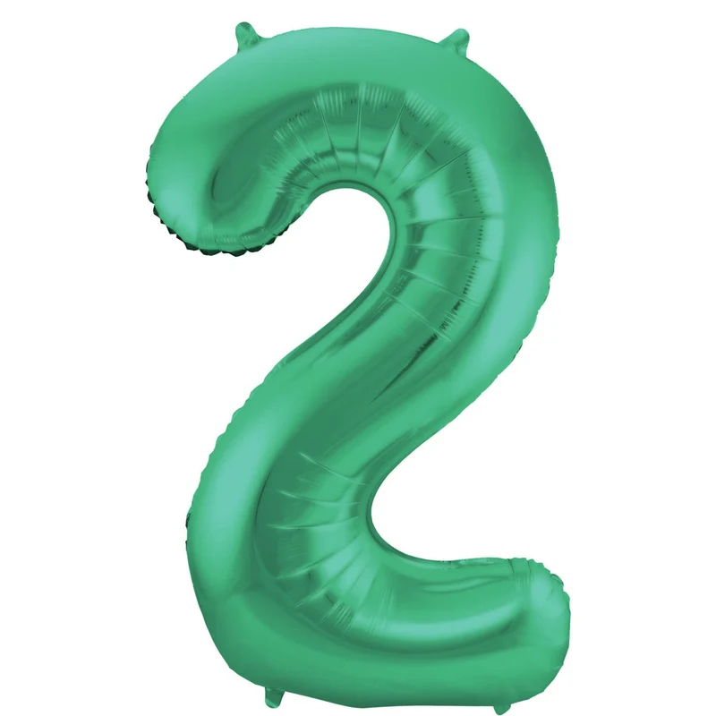 Folieballon Mat Groen Cijfer '2' - 86cm