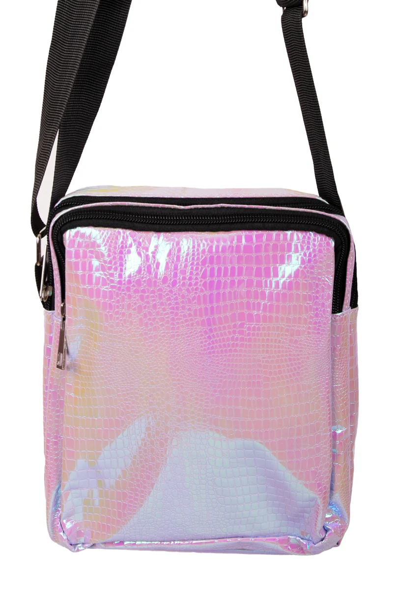 Handtasje slangeleer print paars