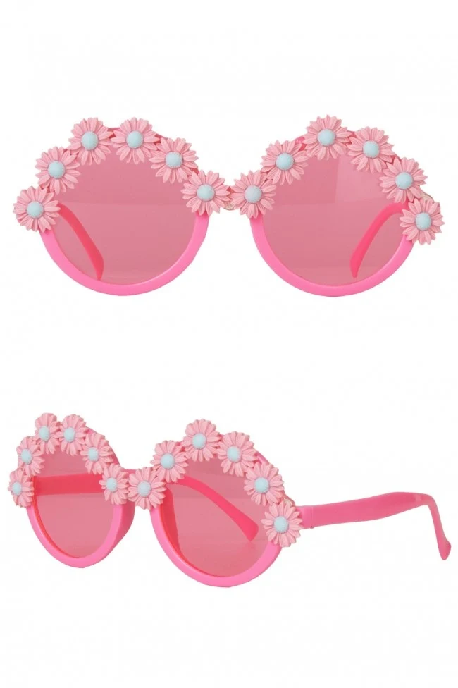 Bril hippie roze bloemen