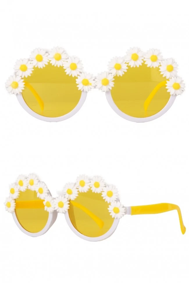 Bril hippie witte bloemen
