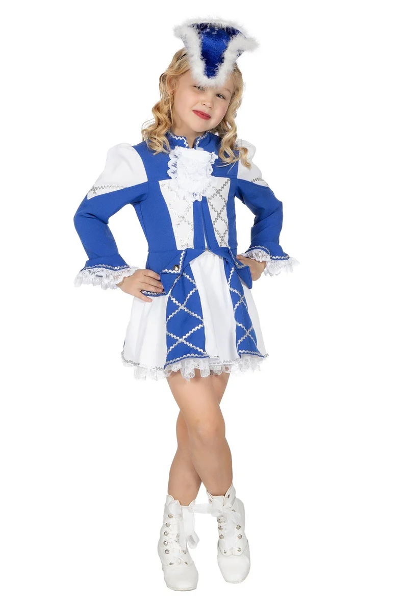 Dansmarietje kostuum kind blauw/wit