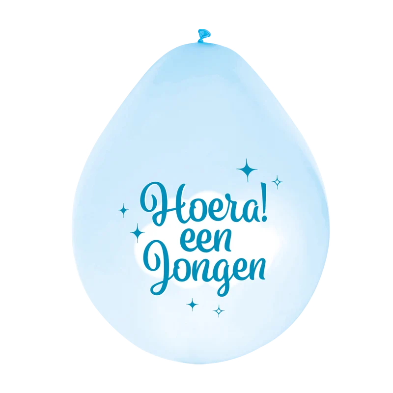 Feestballonnen Hoera een Jongen (8st)