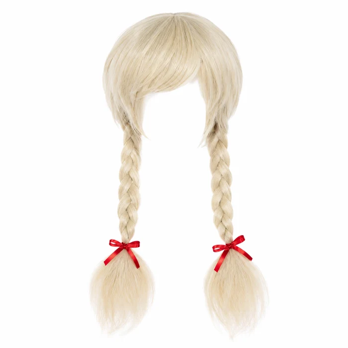 Pruik Creepy doll blond