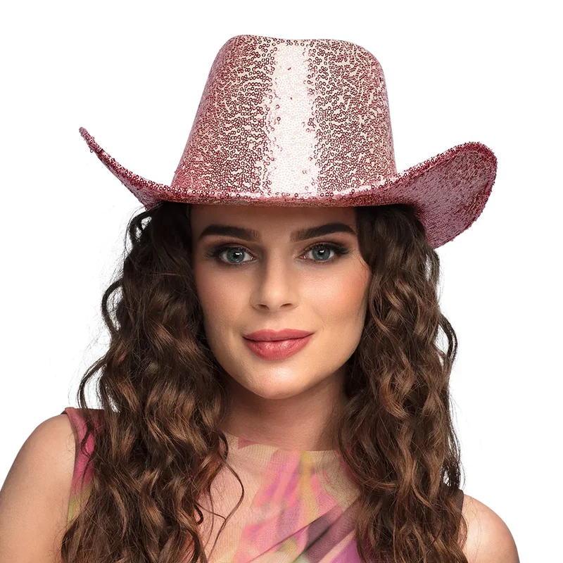 Hoed cowboy Rodeo party lichtroze