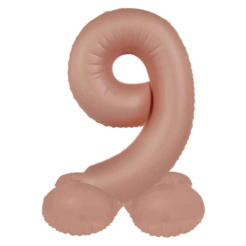 Staande Folieballon Cijfer 9 – Vintage Rose – Ultra Matt – 72 cm