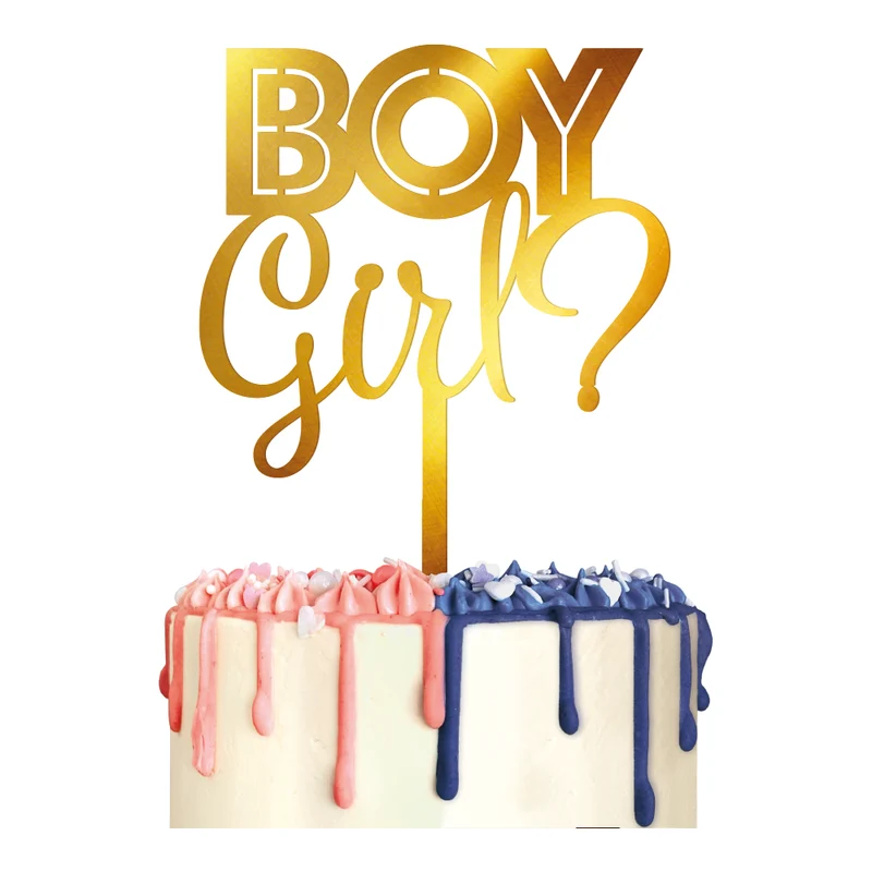 Acryl Taarttopper Gender Reveal – Goud
