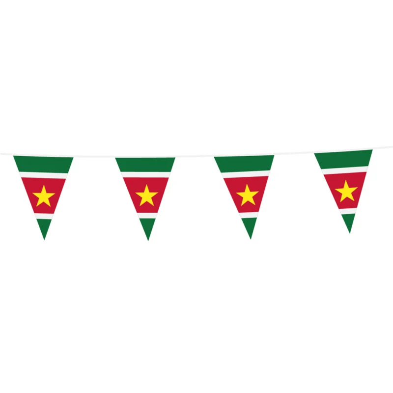 Vlaggenlijn / slinger - 10 meter - Suriname vlaggetjes