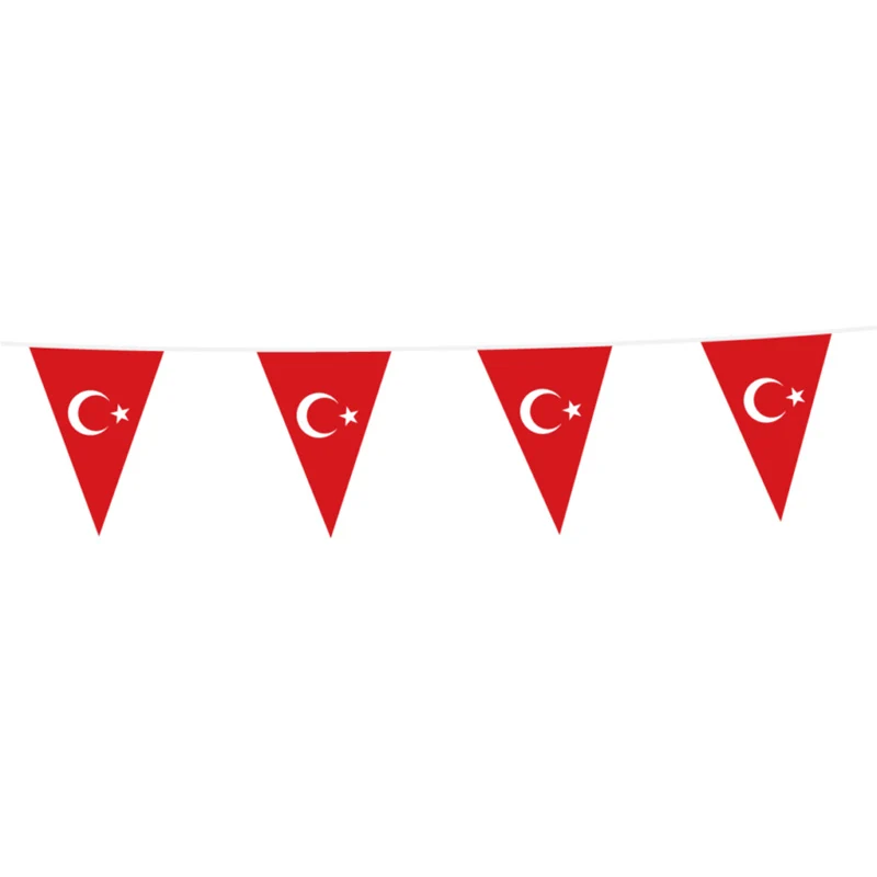 Vlaggenlijn / slinger - 10 meter - Turkije vlaggetjes