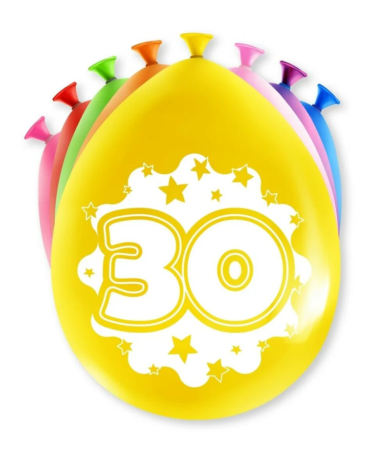 30 jaar Ballonnen - 8 stuks - 30 cm