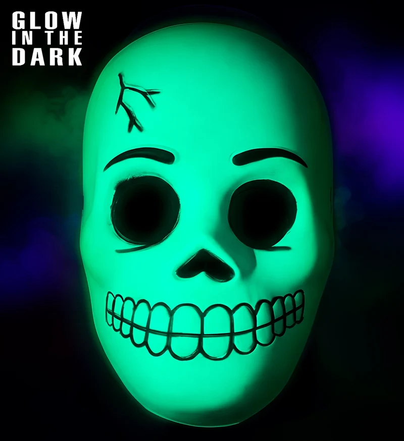 Schedel masker glow in the dark wit voor kinderen