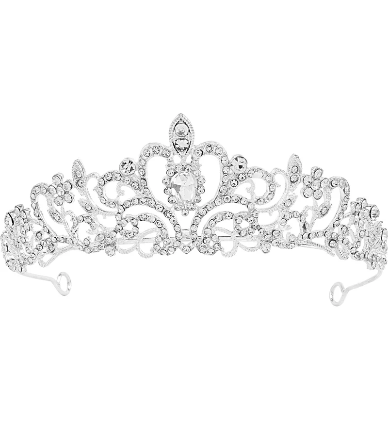 Tiara strass zilver met grote steen voor dames