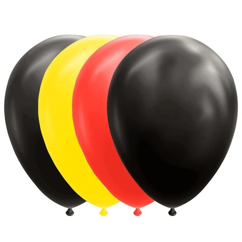 Ballonnen Zwart/Geel/Rood 30cm (50st)