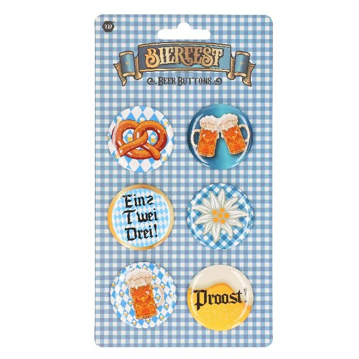 Oktoberfest buttons 6 stuks