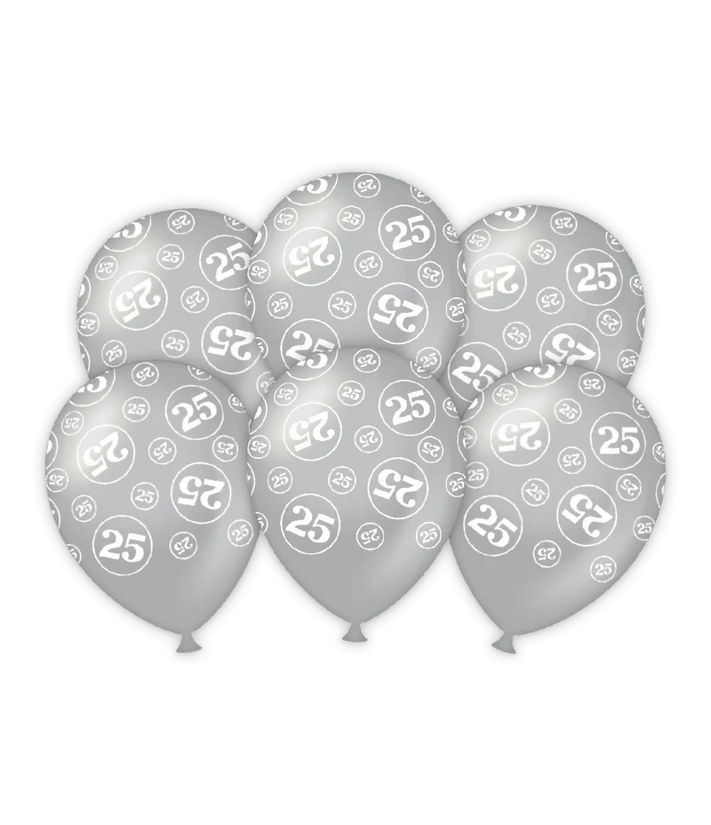 25 jaar getrouwd Ballonnen - 6 stuks - 30 cm