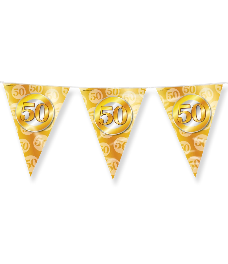 50 jaar getrouwd Vlaggenlijn / slinger - 10 meter vlaggetjes