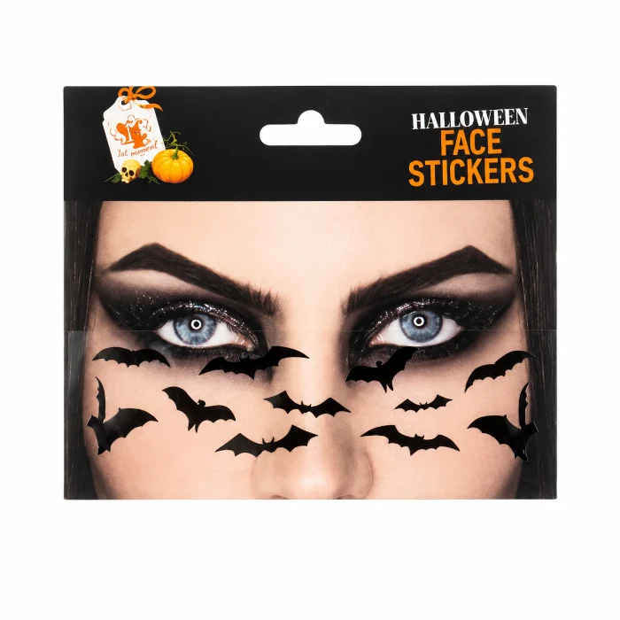 Gezichtsdecoratiestickers- Halloween vleermuizen zwart