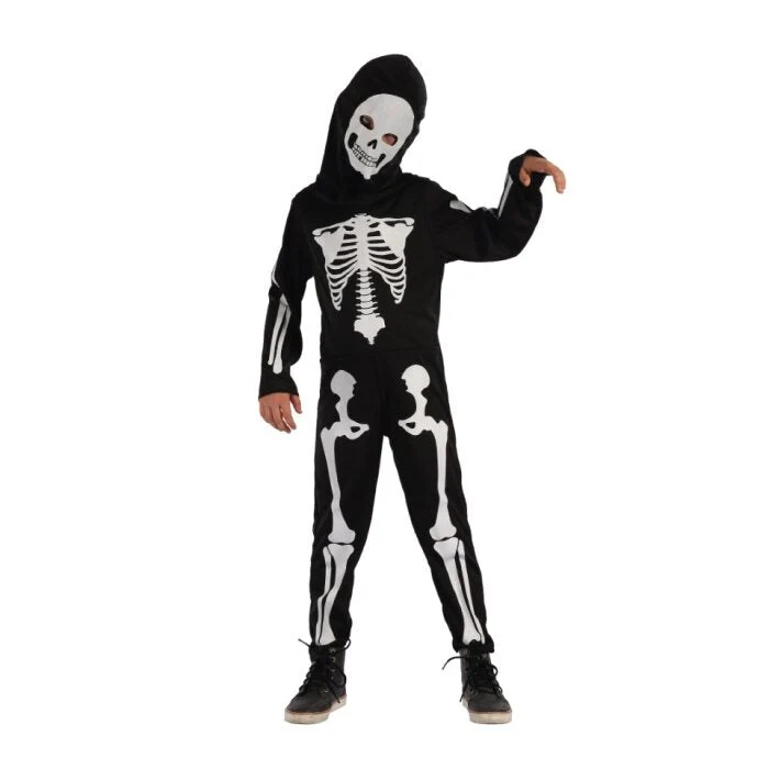 Kostuum Halloween skelet jongen zwart/wit 130-140cm