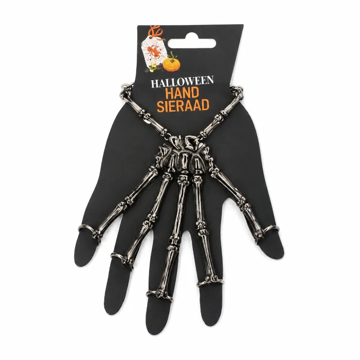 Handsieraad Halloween skelet zilver