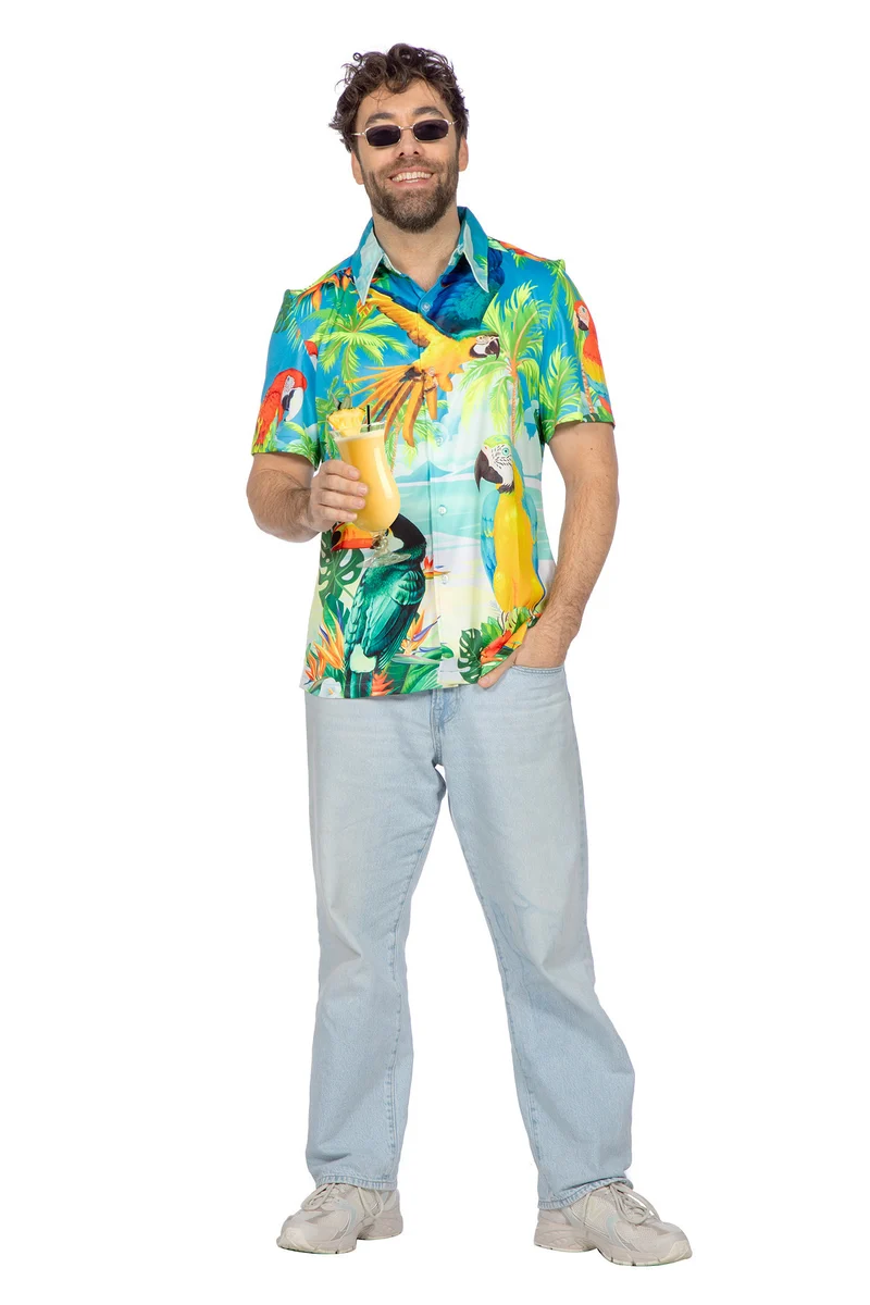 Hawaii Shirt Papegaai Heren