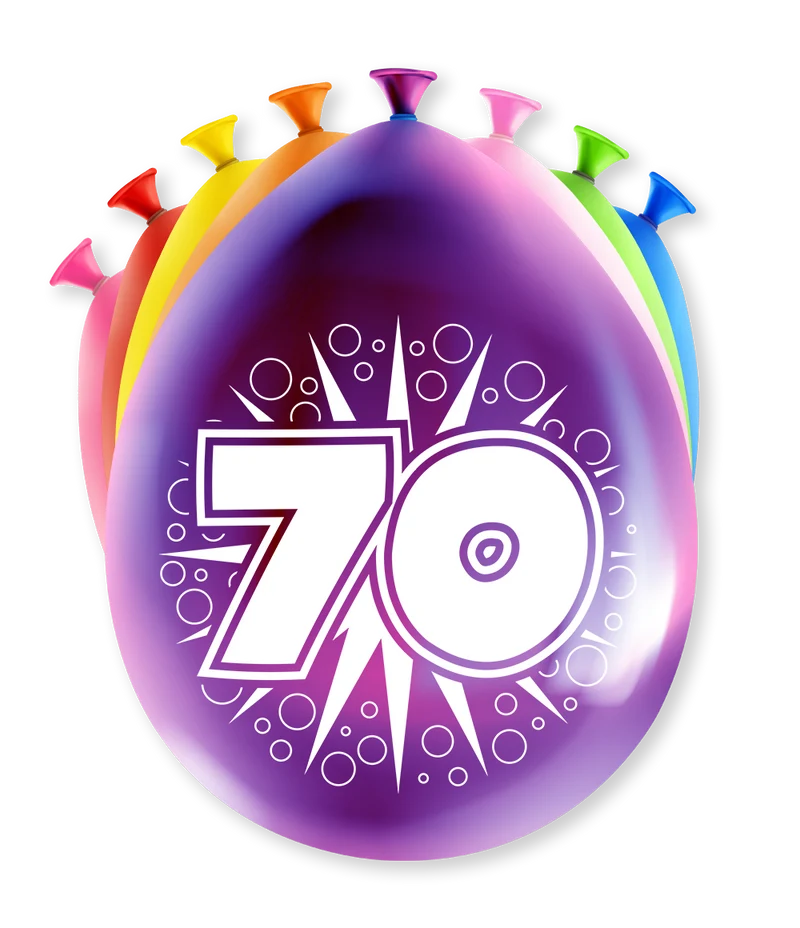 70 jaar Ballonnen - 8 stuks - 30 cm