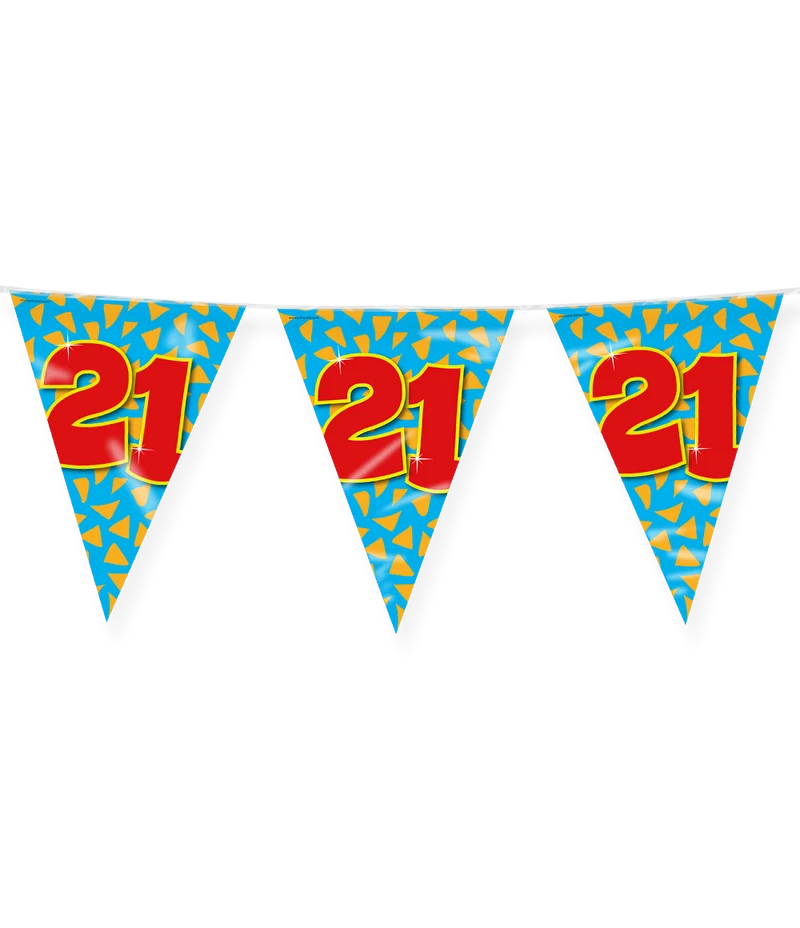 21 jaar Vlaggenlijn / slinger - 10 meter - Happy vlaggetjes