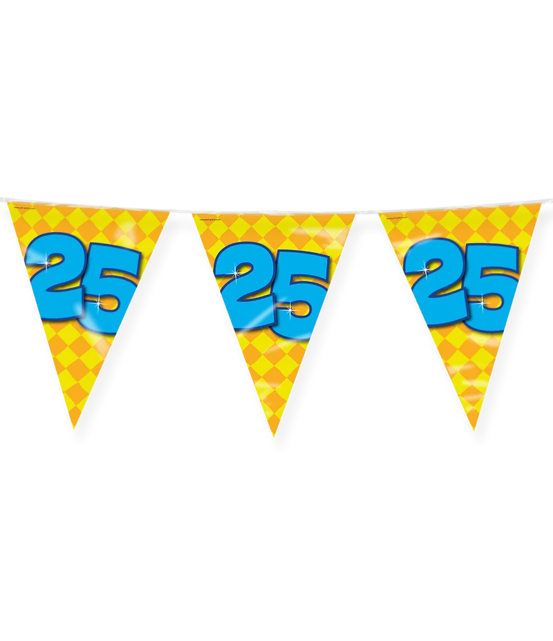 25 jaar Vlaggenlijn / slinger - 10 meter - Happy vlaggetjes