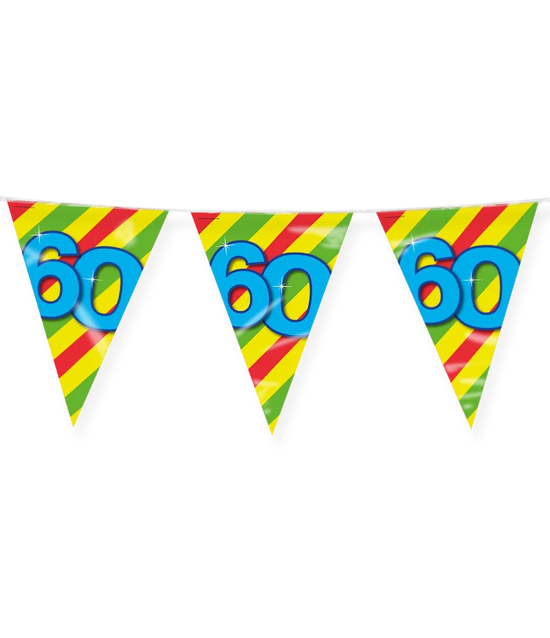 60 jaar Vlaggenlijn / slinger - 10 meter - Happy vlaggetjes