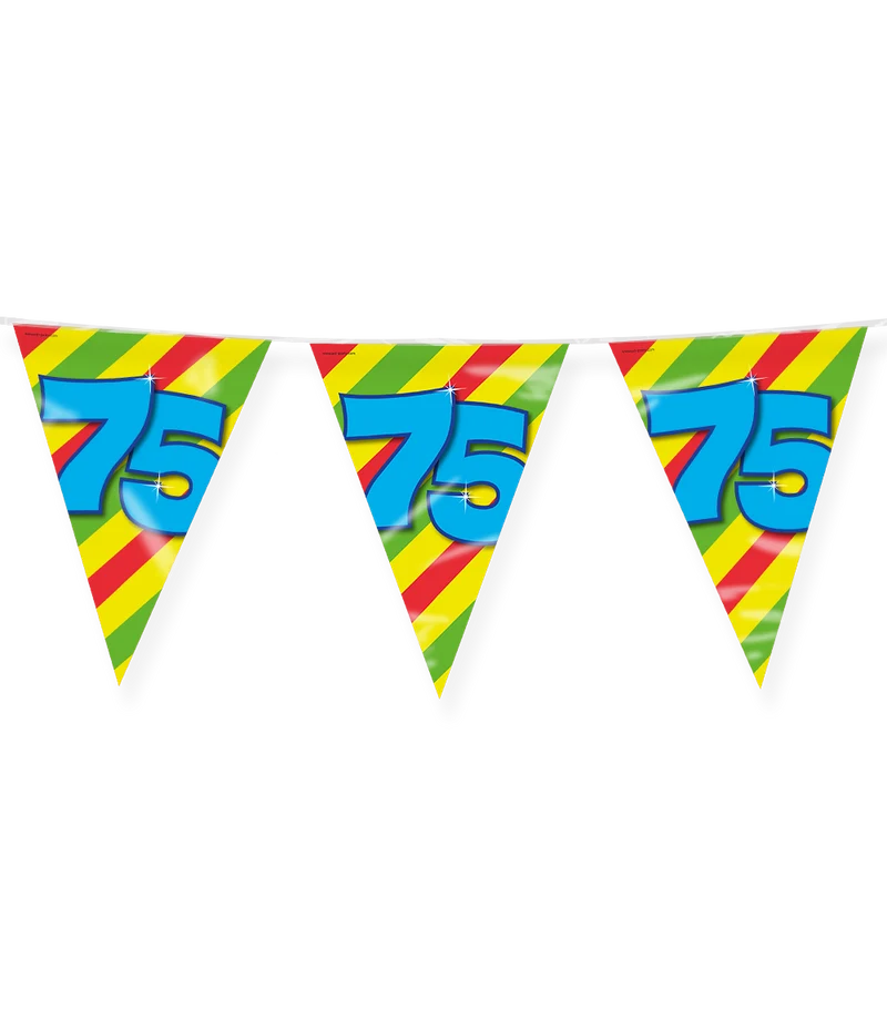 75 jaar Vlaggenlijn / slinger - 10 meter - Happy vlaggetjes