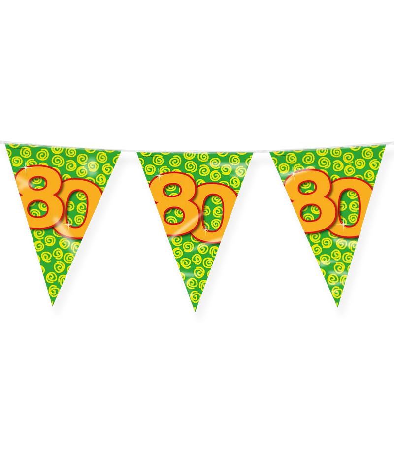 80 jaar Vlaggenlijn / slinger - 10 meter - Happy vlaggetjes