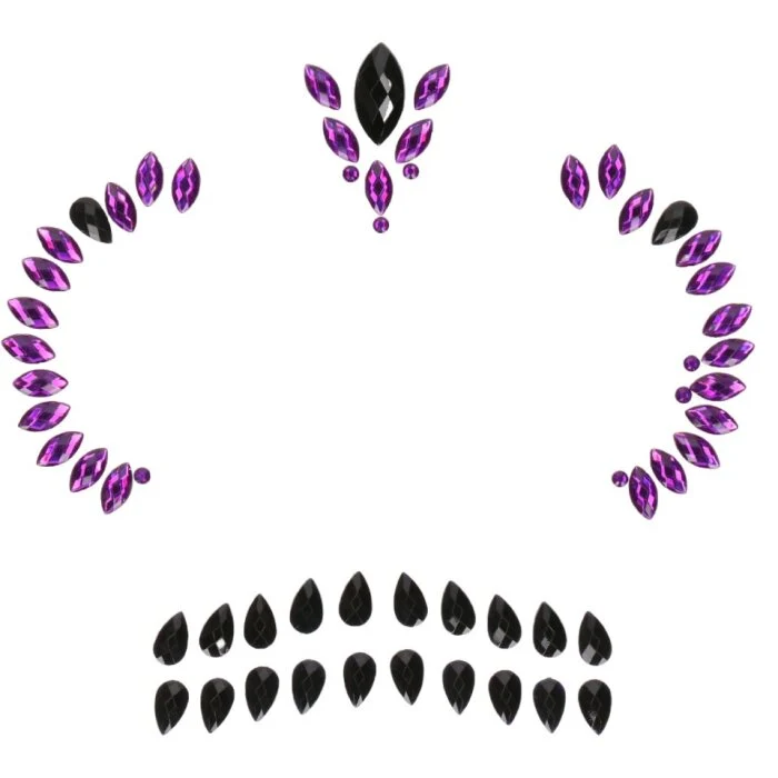 Gezichtsjuwelen Halloween zwart/paars