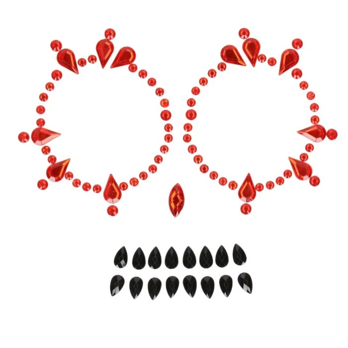 Gezichtsjuwelen Halloween zwart/rood