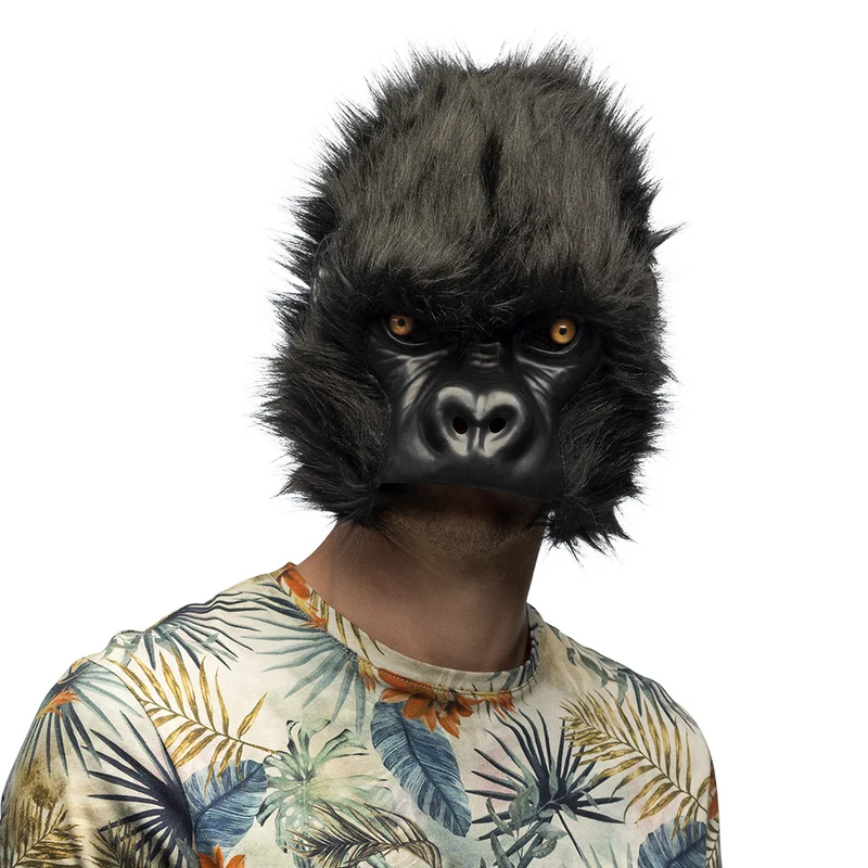 Pluchen halfmasker gorilla zwart heren | Boland