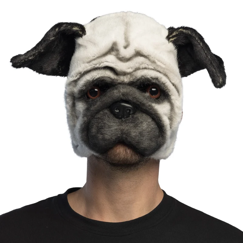 Mopshond masker pluche (pug) halfmasker dames en heren