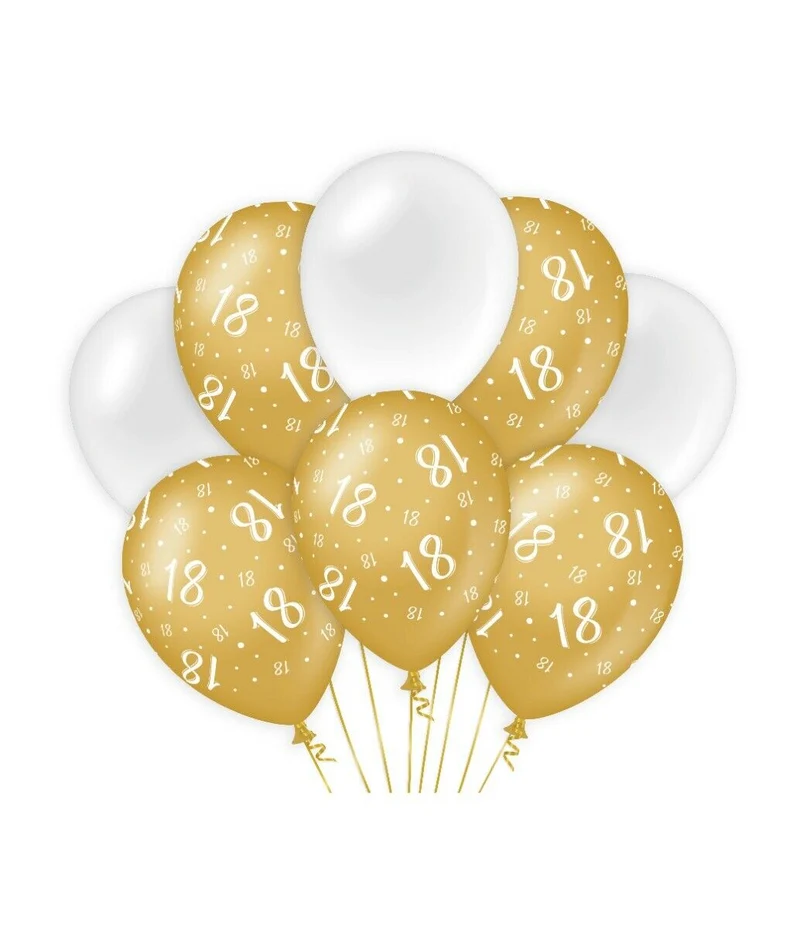 18 jaar Ballonnen - goud en wit