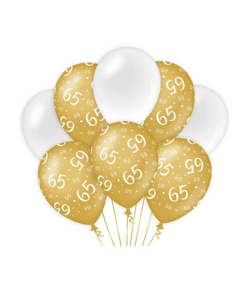 65 jaar Ballonnen - goud en wit