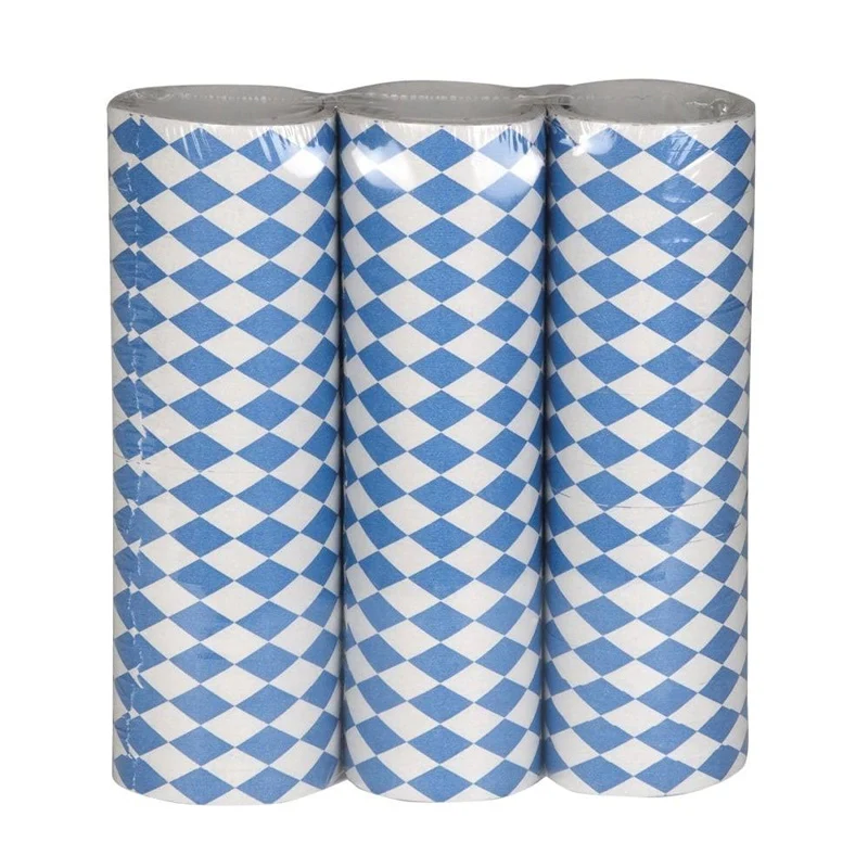 Serpentines - 3 rollen - wit/blauw geruit - 4 meter