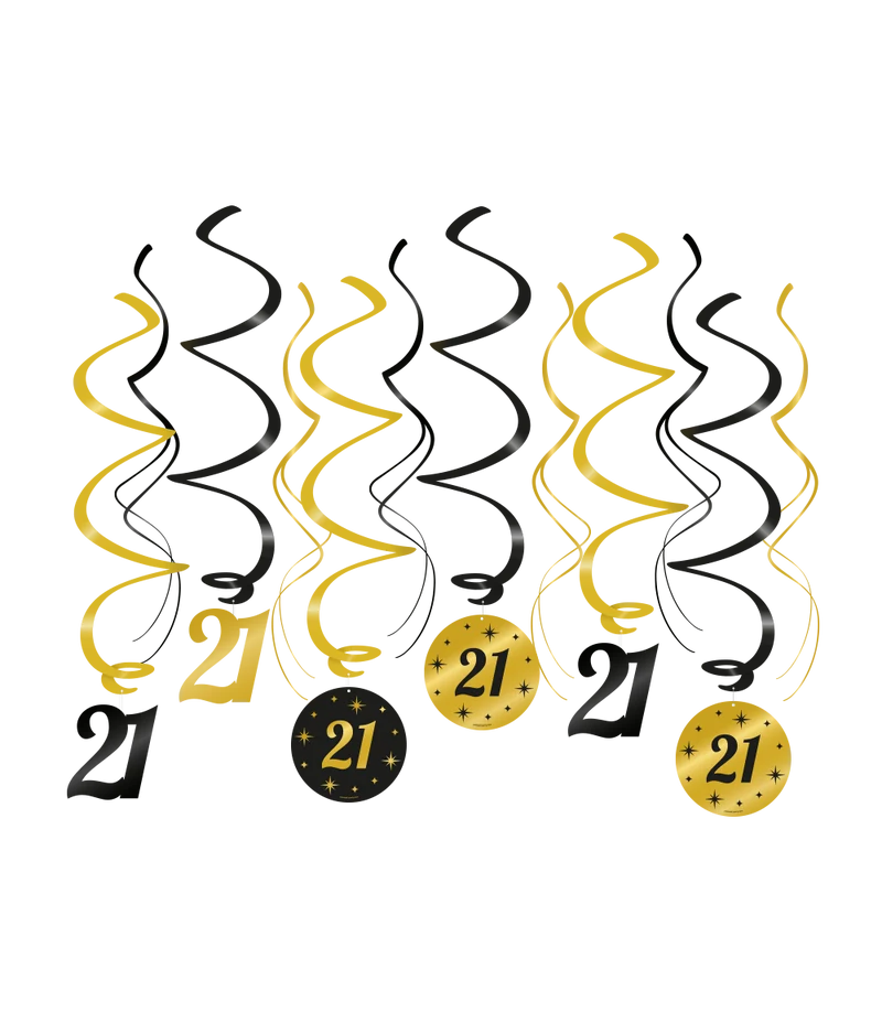 21 jaar Swirl slingers - 6 stuks - goud en zwart - Classy