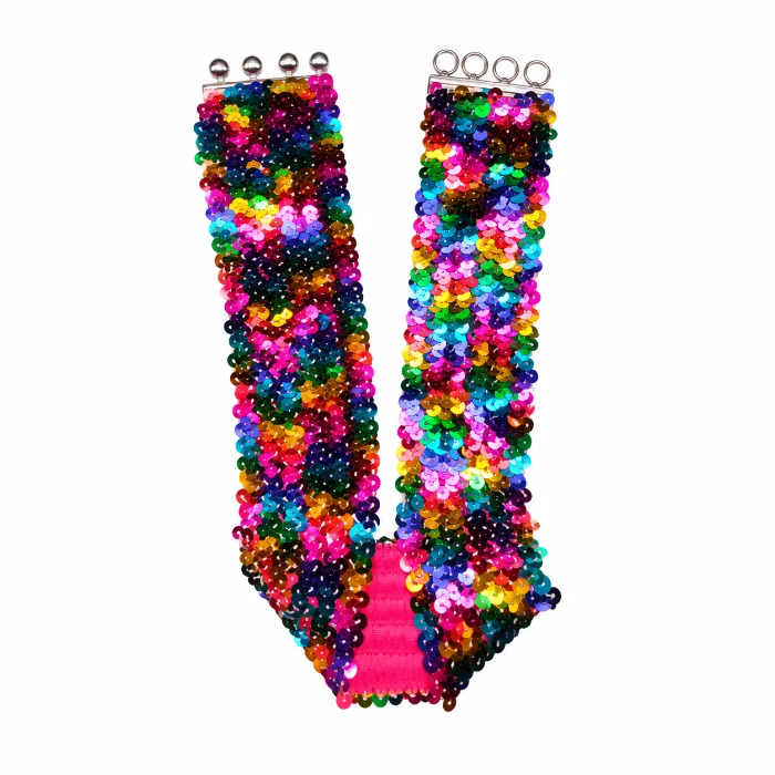 Riem pailletten regenboog - 110cm