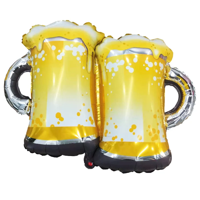 Folieballon bierpullen geel/wit - 75cm