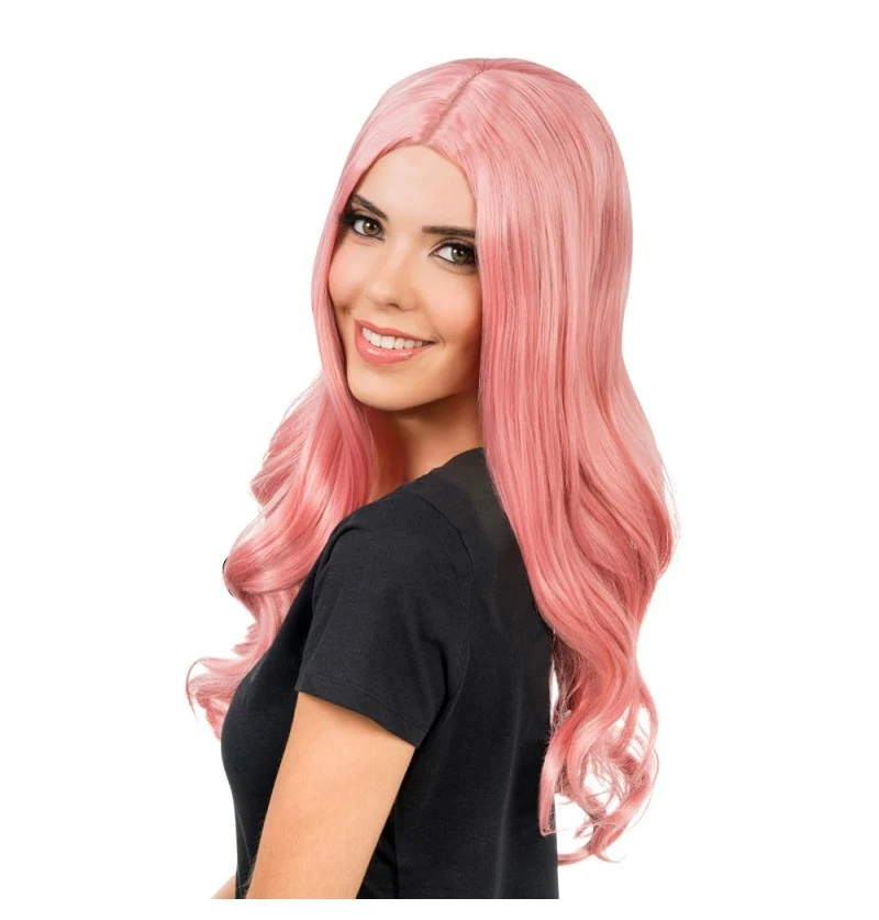 Pruik Luna Wavy Licht Roze